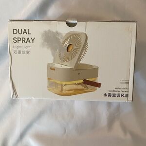 Q7 Dual Spray Night Light Portable Fan Pearl White Large Water Tank 3rd Gear